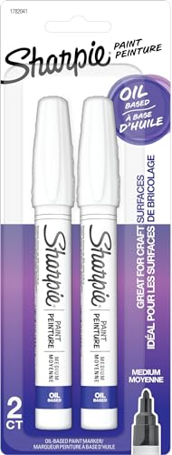 Sharpie Oil-Based Paint Markers, Medium Point, White, 2 Pack