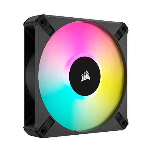 Corsair iCUE AF120 RGB Elite 120mm PWM Fan - Eight RGB LEDs - AirGuide Technology - Fluid Dynamic Bearing - Zero RPM Fan Mode - CORSAIR iCUE Software Compatible - Black For Desktop