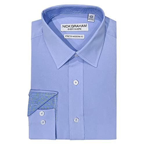 Nick Graham Men's Solid Traveler, Light Blue, L-L 16-16.5 34/35