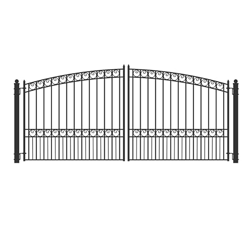 ALEKO Dual Swing Driveway Gate | 16 x 6 Feet | Anti-Rust Galvanized Steel Gate | Outdoor Fence Gate | Swing Security Barrier | DG16PARD | (16x6, Paris Style)