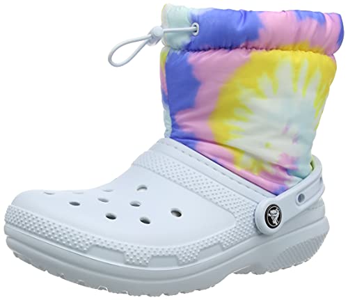 Crocs Unisex Men's and Women's Classic Lined Neo Puff Winter Boots Snow, Pastel Tie Dye, 4 Women/2 Men