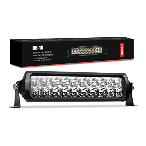 4WDKING LED Light Bar 10 inch IP68&IP69K Waterproof Doal Row Off Road Light Bar with DT Connector 100W Flood and Spot Combo Beam Work Light for Truck Jeep Cars Wrangler ATV UTV Boat 4x4 Jeep