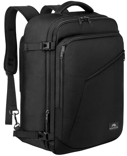 MATEIN Carry on Backpack, Extra Large Travel Backpack Expandable Airplane Approved Weekender Bag for Men and Women, Water Resistant Lightweight Daypack for Flight 40L, Black