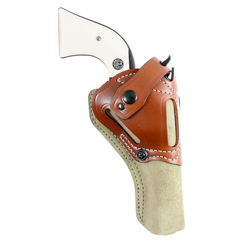 DeSantis Wild Hog Gun Holster, Outside The Waistband Holster, Built with Top Grain Steer Hide and Center Cut Steer Hide, Fits Ruger Wrangler 4 5/8', Heritage Rough Rider 4 3/4', Ambidextrous