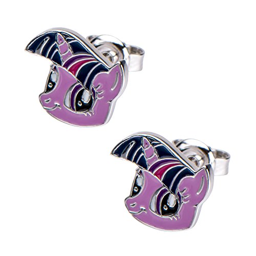 Hasbro Jewelry My Little Pony Twilight Sparkle Women's 925 Sterling Silver with Preciosa Crystal Rose Stud Earrings