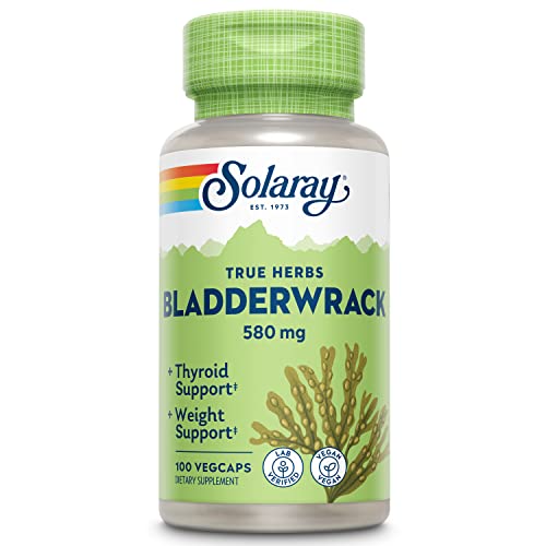 SOLARAY Bladderwrack Seaweed 580 mg Healthy Thyroid Balance, Supports Non-GMO & Vegan 100 VegCaps
