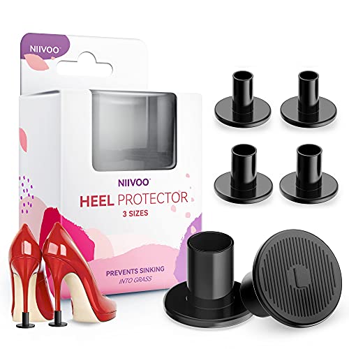 High Heel Protectors - Heel Stoppers for Wedding - 3 Pairs 5 Size Collection Women Heel Caps, Protecting Heels from Grass, Gravel, Bricks, and Cracks (S, M, L)(Black)