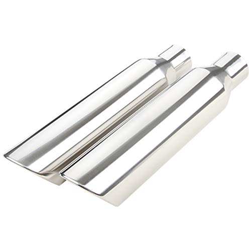 2 Pcs 2.5' Inlet Exhaust Tips, LCGP 2.5' Inlet x 4' Outlet x 17' Overall Length, Weld On, Polished, Universal Stainless Steel Diesel Exhaust Tailpipe