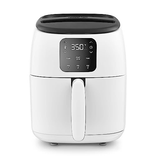 DASH Tasti-Crisp Electric Air Fryer Oven, 2.6 Qt., White – Compact Air Fryer for Healthier Food in Minutes, Ideal for Small Spaces - Auto Shut Off, Digital, 1000-Watt
