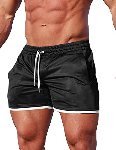 FLYFIREFLY Men's 4' Workout Running Shorts Quick Dry Lightweight Gym Yoga Shorts Black