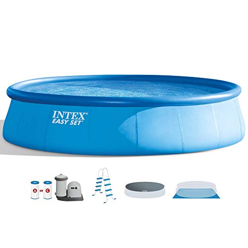 Intex 26175EH 18 Feet x 48 Inch Inflatable Easy Set Up Round Outdoor Above Ground Swimming Pool Set with Cover, Ladder, and Filter