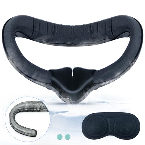 LEKOYE Cooling Gel Face Pad Cover for Oculus Quest 2, Soft Facial Interface Face Cushion Pad with Air Vents, Including Anti-Leakage Nose Pad and Lens Cover VR Accessories for Meta Quest 2