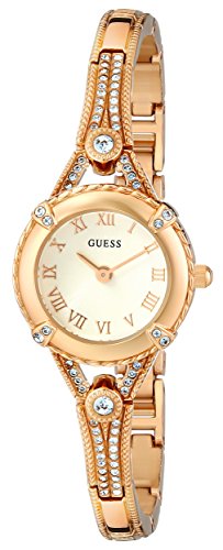 GUESS Petite Vintage Inspired Gold-Tone Crystal Bracelet Watch with Self-Adjustable Links. Color: Gold-Tone (Model: U0135L2)