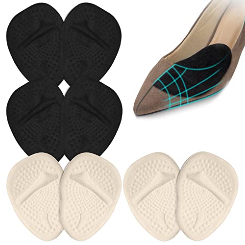 Metatarsal Pads Women & Mens, 4 Pairs High Heel Inserts Ball of Foot Cushions Forefoot Pads for Pain Relief Soft Gel Forefoot Cushions Best for Mortons Neuroma Callus …