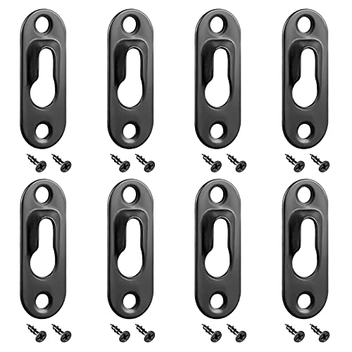 40 Pieces Single Keyhole Picture Hanger with 80 Pieces Screws Metal Keyhole Frame Hangers Keyhole Hanging Fasteners Brackets for Mirror Picture Frame Cabinet, 43 x 16 mm (Black)