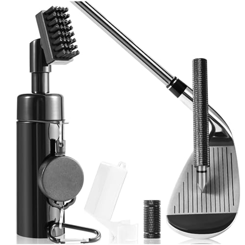 Wynaura Pro Golf Club Cleaner Brush with Golf Groove Sharpener Tool Suitable for U & V-Grooves 8 Inches Golf Water Brush with Retractable Clip Hold 5oz of Water Perfect Golf Accessories for Men/Women