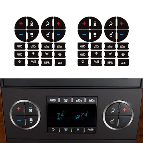 Kutyun 2PCS AC Dash Button Repair Kit, AC & Radio Button Repair Sticker, Decal Replacement for Fixing Ruined Faded A/C Controls, Car Interior Accessories Fit for Chevy and GMC