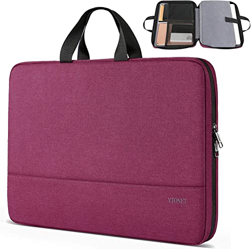 Ytonet Laptop Case 15.6 Inch, TSA Friendly Laptop Sleeve Cover with Handle for Women, Protective Slim Computer Carrying Case Compatible with HP Dell Lenovo Asus Notebooks, Purple Red