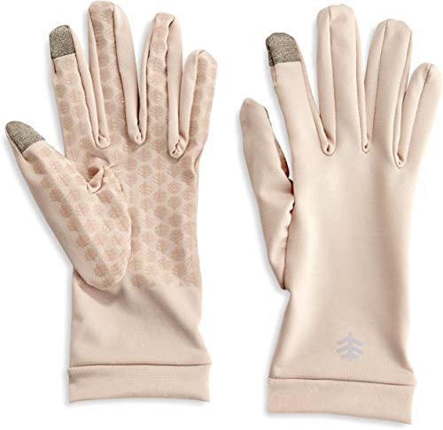 Coolibar UPF 50+ Men's Women's Gannett UV Gloves - Sun Protective (Large- Beige)
