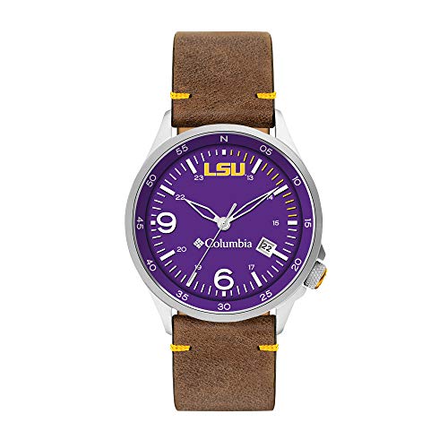 Columbia Canyon Ridge LSU Tigers Men's Watch with Saddle Color Leather Strap