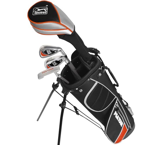 PGA Tour G1 Series Orange Kids Golf Club Set with 4 Clubs, Stand Golf Bag & 7 Total Pcs | Golf Clubs and Sets for Heights 5'2'-5'7' | Complete Golf Club Sets | Young Men & Women Golf Clubs Ages 12-17