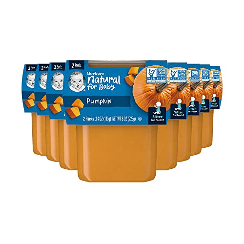 Gerber 2nd Food Baby Food Pumpkin Puree, Natural & Non-GMO, 4 Ounce Tubs, 2-Pack (Pack of 8)