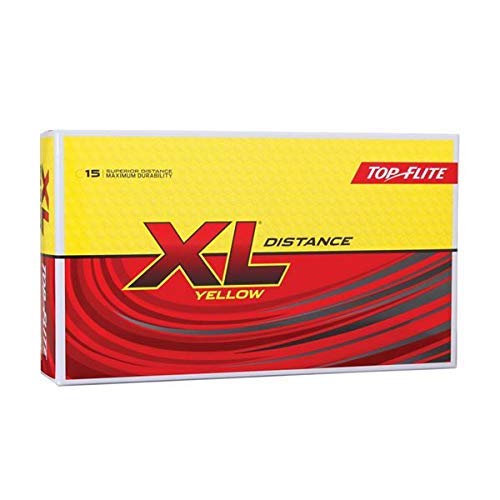 2019 New Top-Flite XL Distance Golf Balls - Maximum Distance & Durability - Yellow (15 Balls)