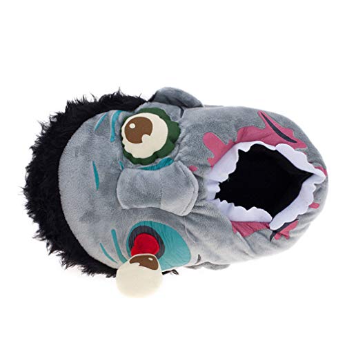 FAYUEKEY Unisex Zombie Home Plush Slippers for Halloween Scary Party Gift Shoes (Grey)