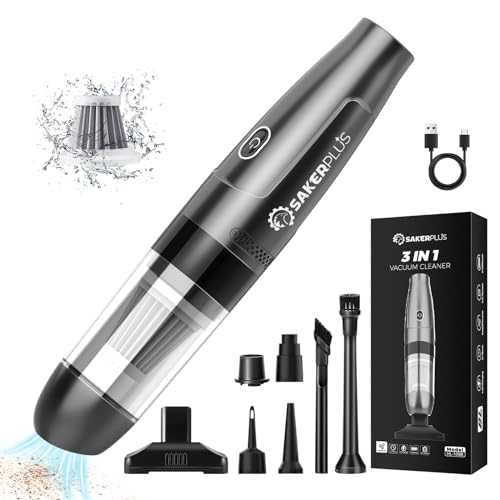SakerPlus Car Vacuum Cleaner High Power, Handheld Vacuum Cordless Brushless Motor, Car Vacuum Portable Cordless with TypeC, Mini Vacuum Cleaner, Handheld Car Vacuum Cleaner,Portable Vacuum Cleaner Car