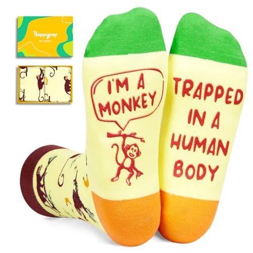 Zmart Funny Socks for Women Men Mom Dad Him Her Wife Husband, Fun Monkey Gifts for Monkey Lovers Fun Monkey Socks