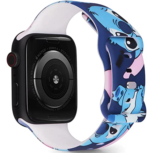 OCTT Compatible with Apple Watch Bands 38mm 40mm 41mm, Silicone Cartoon Design Pattern Printed Sport Wristbands for iWatch SE2 SE Series 9 8 7 6 5 4 3 2 1