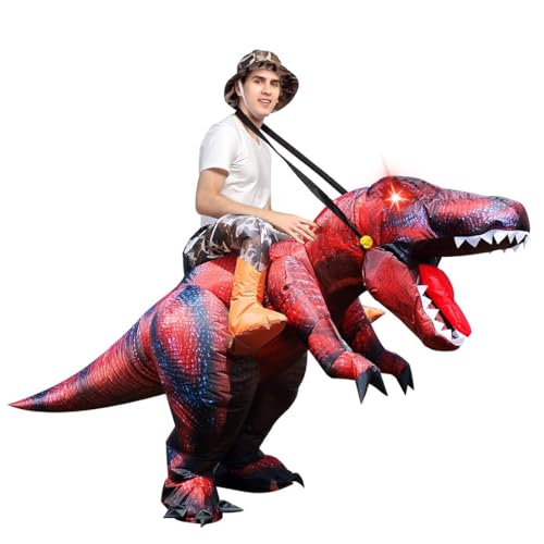 GOOSH Inflatable Dinosaur Costume Adults Halloween Blow up Costumes for Men Women Riding T Rex Air Costume for Party Cosplay