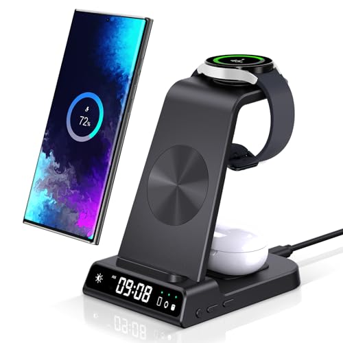 Wireless Charger for Samsung, 3 in 1 Wireless Charging Station for Samsung Galaxy S24 Ultra/S23 Ultra/S22/S21/Note 20/Z Flip 5/Fold 5, Charger for Samsung Galaxy Watch 6/5/4, Galaxy Buds 2/Pro/+