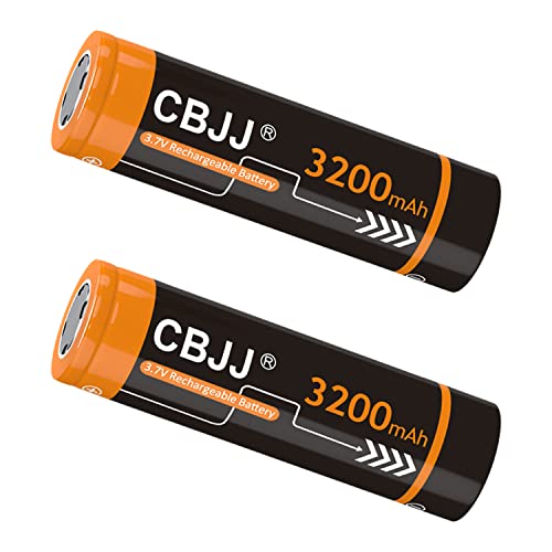 CWUU 3.7 Volt Rechargeable Battery 18650 2Pack Large Capacity Batteries for Headlamp, LED Flashlight, Doorbell, Toys Flat Top