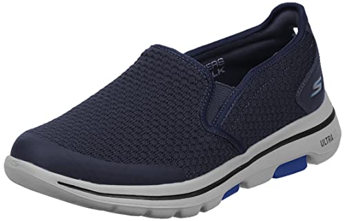 Skechers Men's GOwalk 5 - Elastic Stretch Athletic Slip-On Casual Loafer Walking Shoe Sneaker, Navy, 10