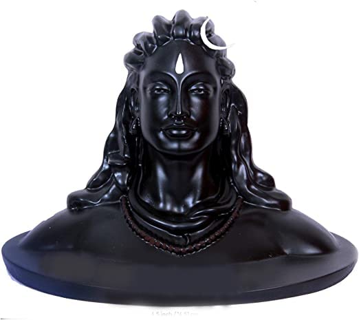 SAENT Adiyogi Shiva Statue for Car Dashboard, Pooja & GIF/Idol, Shankara for Home & Office Decore, Matte Black | Made in India, White