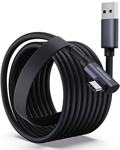 Amavasion Link Cable 16FT Compatible with Oculus/Meta Quest 2/3/Pro Accessories and PC/Steam VR,High Speed PC Data Transfer USB 3.0 to USB C Cable for VR Headset and Gaming PC(Black 16FT)