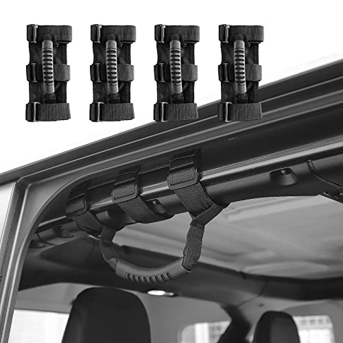 JeCar Roll Bar Grab Handles Grip Handle for Jeep Wrangler CJ YJ TJ JK JK JL JLU JT Sports Sahara Freedom Rubicon & Unlimited 1955-2020 4Pcs (Black)