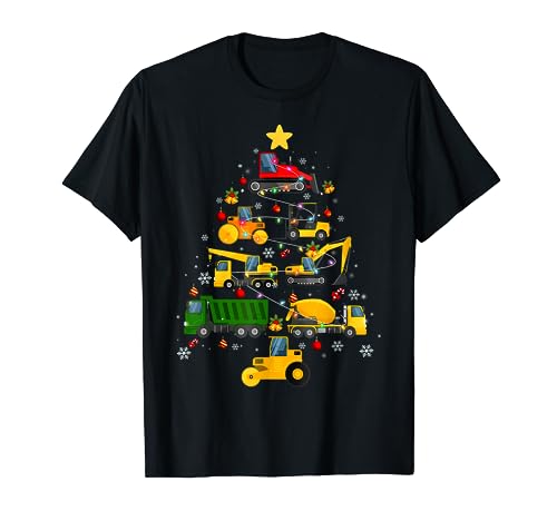 Construction Excavator Christmas Tree for Boys Girls Toddler T-Shirt