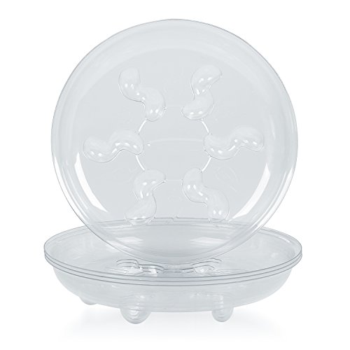 Idyllize 5 Pieces of 6 Inch Clear Thick Plastic Heavy Duty Sturdy Plant Saucer Drip Trays for pots (6'')