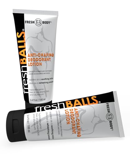 Fresh Body FB BALLS Lotion (2 Pack) Anti-Chafing Men's Soothing Cream to Powder Ball Deodorant and Hygiene for Groin Area, 3.4 fl oz
