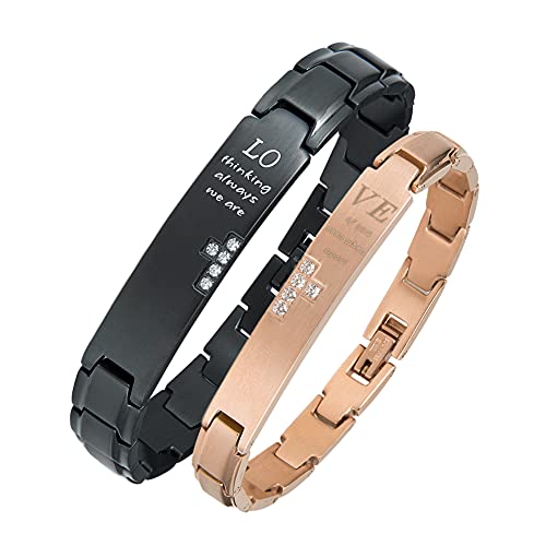 Wolentty Couples Distance Bracelets Love Matching Bracelets Gift for Valentine's Day - Matching Set (His & Hers)