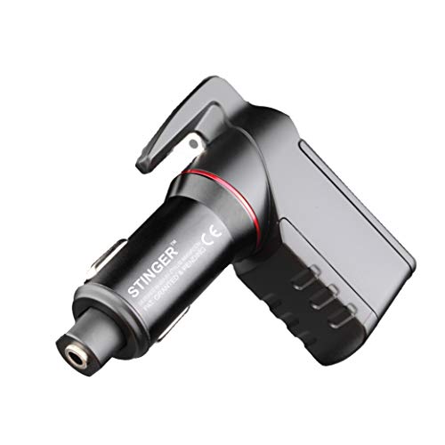 Ztylus Stinger Car Emergency Tool, Spring-Loaded Window Breaker, Car Safety Hammer, Seatbelt Cutter and Window Glass breaker, Car Escape Tool, USB Car Charger, 2 USB Ports Max 2.4A (Black)