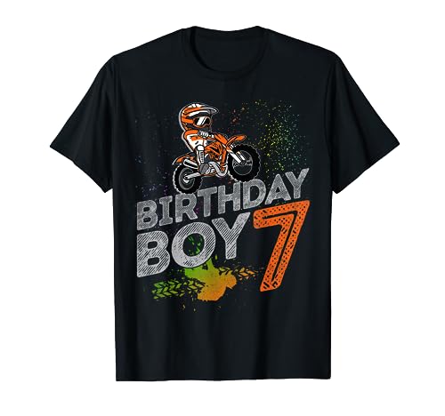 Dirt Bike Rider 7 Years Old Motocross 7th Birthday Boy Kids T-Shirt