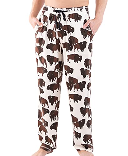 Lazy One Animal Pajama Pants for Men, Men's Separate Bottoms, Lounge Pants, Buffalo (Roam, Medium)