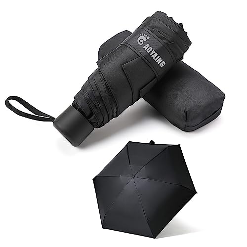 GAOYAING Compact Travel Umbrella with Case Sun&Rain Lightweight Small and Compact Suit for Pocket Black,34 Inches