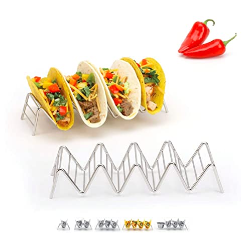 2 Lb. Depot Stainless Steel Taco Holder Set - Stackable Taco Stand for 4-5 Hard or Soft Taco Shells - Dishwasher Safe Taco Rack Ideal for Taco Nights and Parties - Set of 2