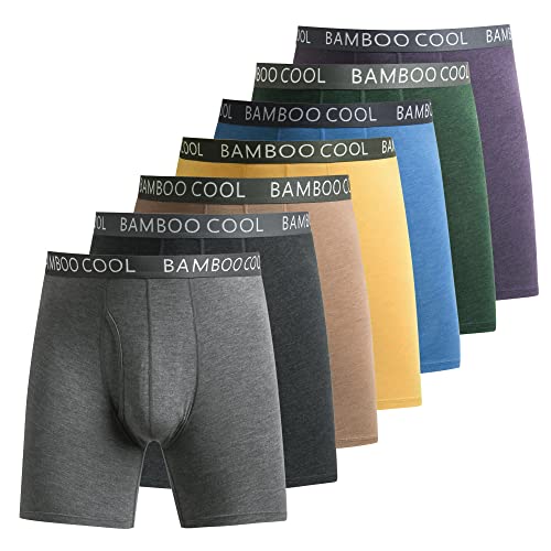 Men’s Underwear Boxer Briefs Soft Comfortable Bamboo Viscose Underwear Boxer Briefs for Men (7-Pack), X-Large