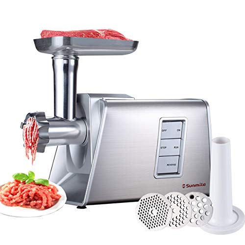 Sunmile SM-G73 Heavy Duty Electric Meat Grinder and Sausage Stuffer Maker 1000W Max with Stainless Steel Cutting Blade and 3 Cutting Plates and 1 Big Sausage Stuff, ETL Certificated
