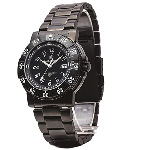 Smith & Wesson Men's Commander Watch, Tritium H3, 20ATM, Tactical Tough Military Watch, Titanium case, Bezel and Strap, 43mm, Stainless Steel Strap